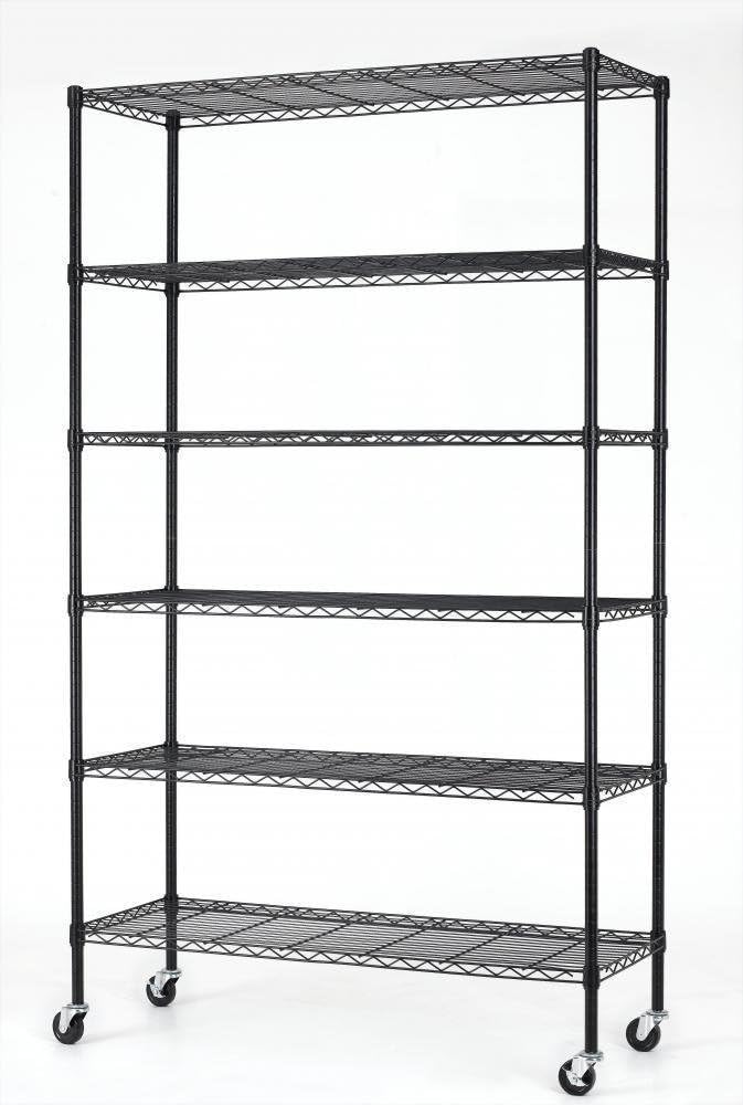 AVGDeals 6 Tier Wire Shelving Unit NSF Metal Shelf Rack 2100 LBS Capacity 18”x48”x82” (Black)