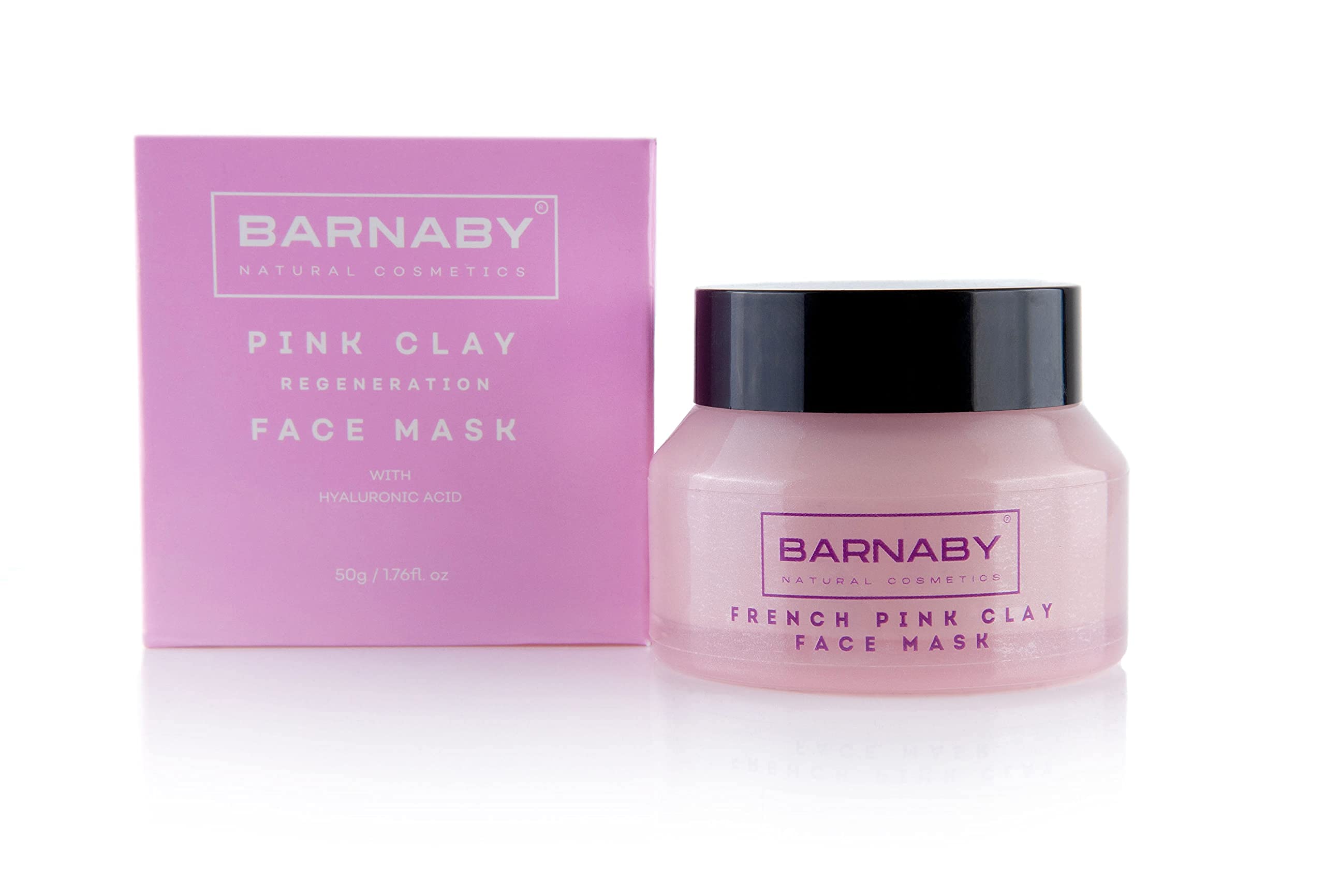 French Pink Clay Face Mask for Smooth and Brighten, Acne and Spots free Skin. Anti-Ageing, Detox Effect, Minimise the pores and remove Blackhead by Barnaby Skincare