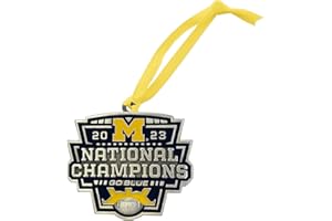 Heritage Pewter Michigan Wolverines 2023 CFP National Champions Ornament | Hand-Sculpted Christmas Tree Ornament | Intricately Crafted Metal Pewter Alma Mater Inlay