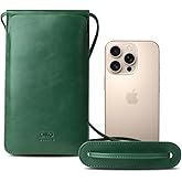 alto Leather Phone Purse Case, Italian Leather Crossbody Cellphone Bag with Card Holder, Pocket, Shoulder Strap, for Men and Women, fits iPhones and Android Phones up to 6.8 inches (Forest Green)