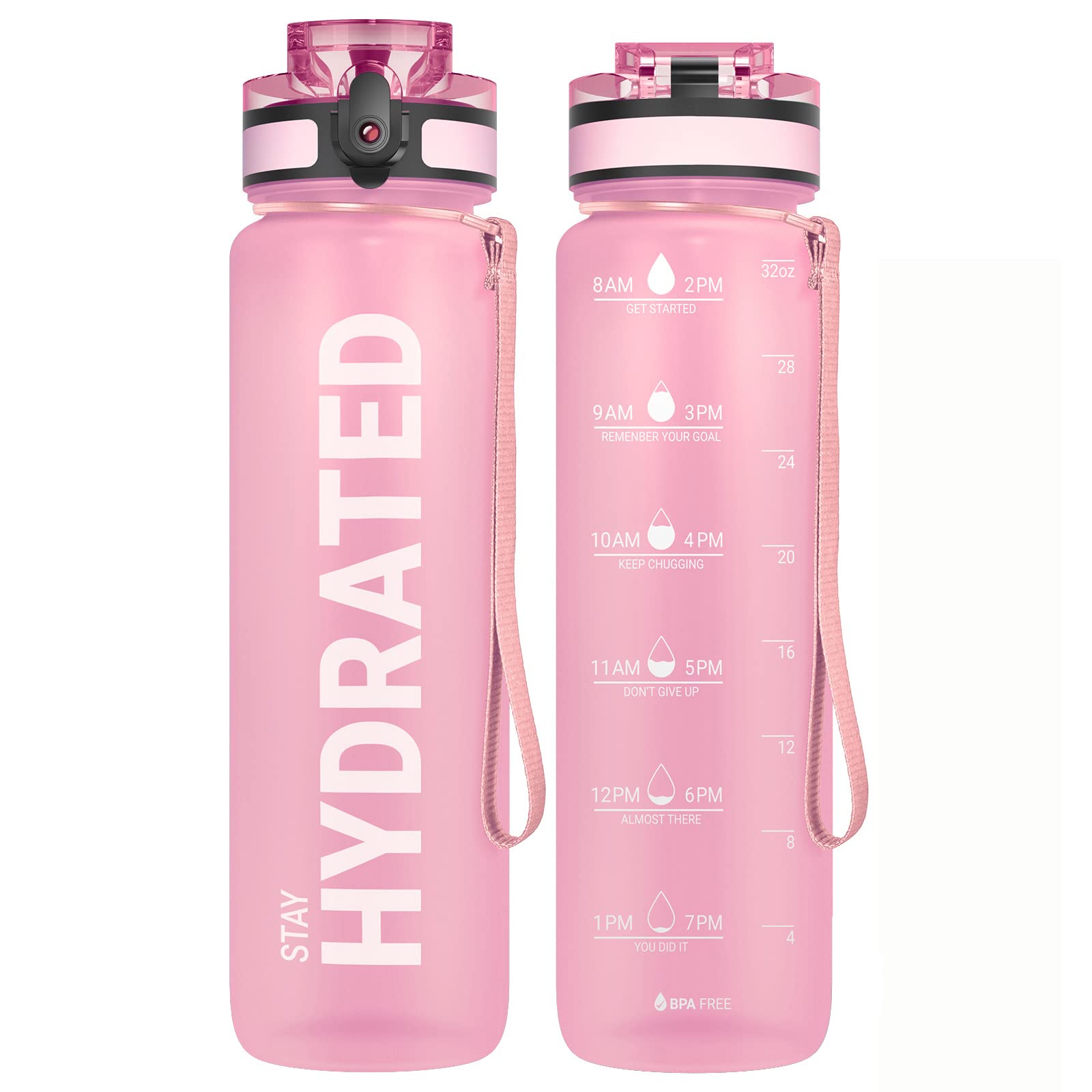 Sahara Sailor Leakproof Water Bottle 1L/500ML/750ML, Tritan BPA Free Motivational Sport Drinks Bottle with Clear Time Marker, Lock Cover, Easy Clean Brush, Durable for Gym, School, Cycling (1 Bottle)