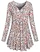 Miusey Long Sleeve T Shirt Women, Ladies Clothes Crew Neck Loose Fitting Draped Blouse Knitted Dressy Floral Pattern Elegant Tunic Tops Formal Blouse Red L