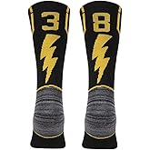 KitNSox Sports Number Socks, Mens Womens Running Football Basketball Mid Calf ID Socks Black 1 Pair