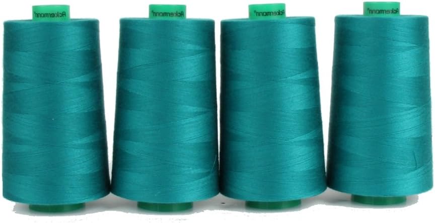 4x 5000m ACKERMANN universal sewing yarn, 120 gauge, quality yarn, overlock yarn, overlock sewing thread, Polyester, 841 Dunkelgrün