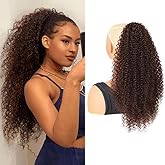 Belle Show 18 Inch Drawstring Ponytail Extension for Black Women Deep Curly Ponytail Extension Synthetic Hairpieces Afro Kinky Curly Pony Tail for Daily Use (#4, 18INCH)