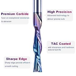 SpeTool Down Cut Spiral Router Bits 1/4 Shank with