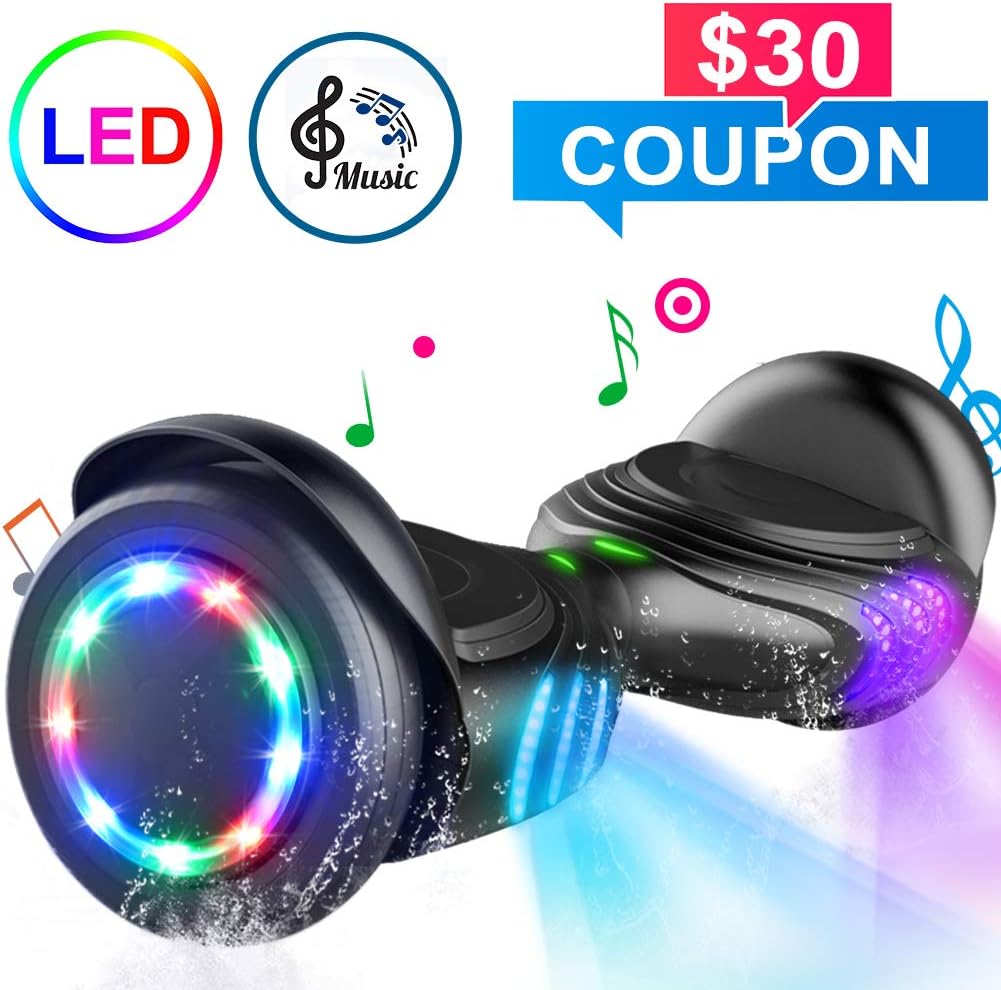 TOMOLOO Hoverboard with LED Lights Two-Wheel Self Balancing Scooter with UL2272 Certified, 6.5" Wheel Electric Scooter for Kids and Adult