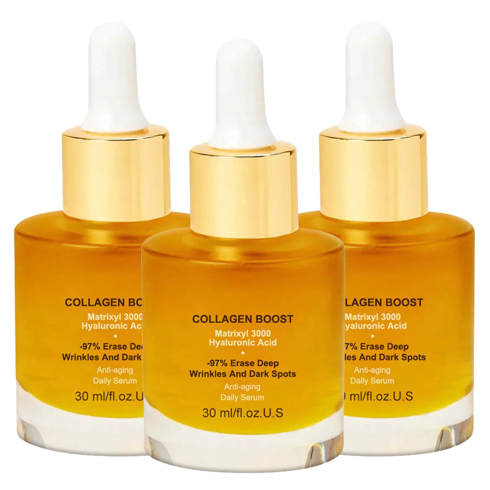 Collagen Boost - Collagen Serum For Face Serum - Serum Face With Collagen, Organic Aloe Vera, Vitamin C - Greasy - Lighten Dark Spots,Anti Aging & Wrinkle - For Youthful, Radiant & Dewy Skin,Pack of 3