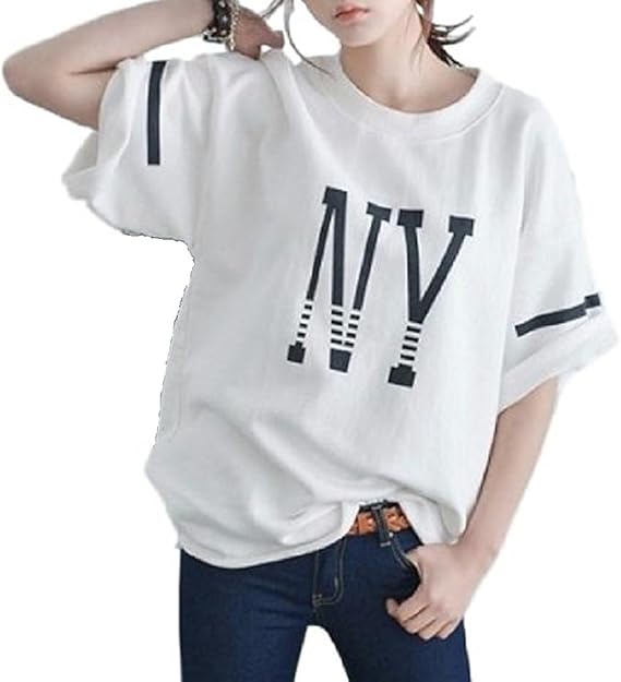 Amazon Co Jp ルナー ベリー レディース 半袖 プリント Tシャツ カットソー トップス 英字柄 ロゴ入り 1811 M ホワイト 白色 しろ 丸首 ハーフスリーブ ハンサム女子 1811 M ホワイト 服 ファッション小物