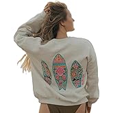 Amiblvowa Vintage Graphic Oversized Crewneck Sweatshirt for Women Floral Lobster Sardine Print Sweatshirts Pullover Fall Tops