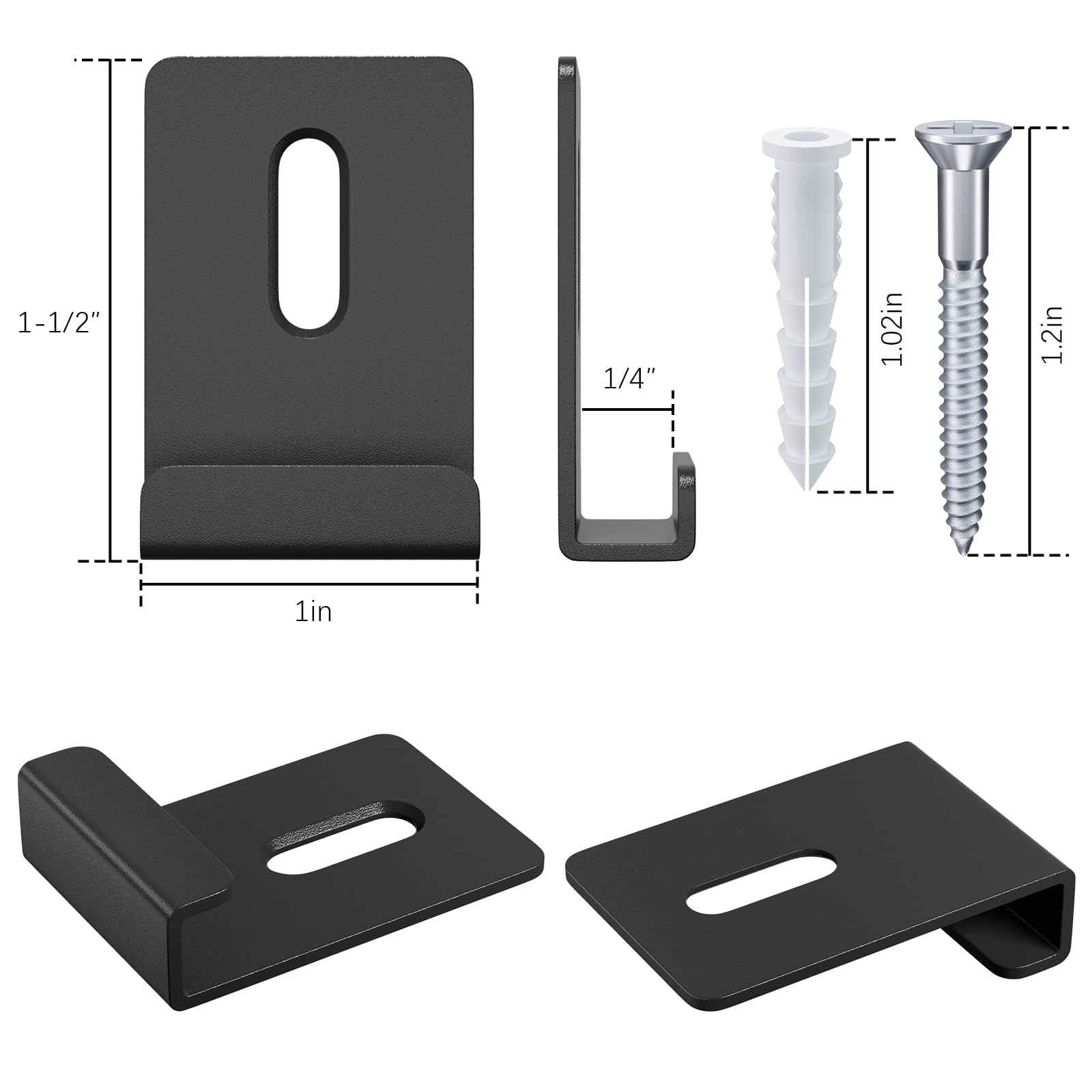 6Pcs Metal Mirror Clips for Wall Mounting, Mirror Holder Clips Heavy Mirror Hangers for The Wall (Black)