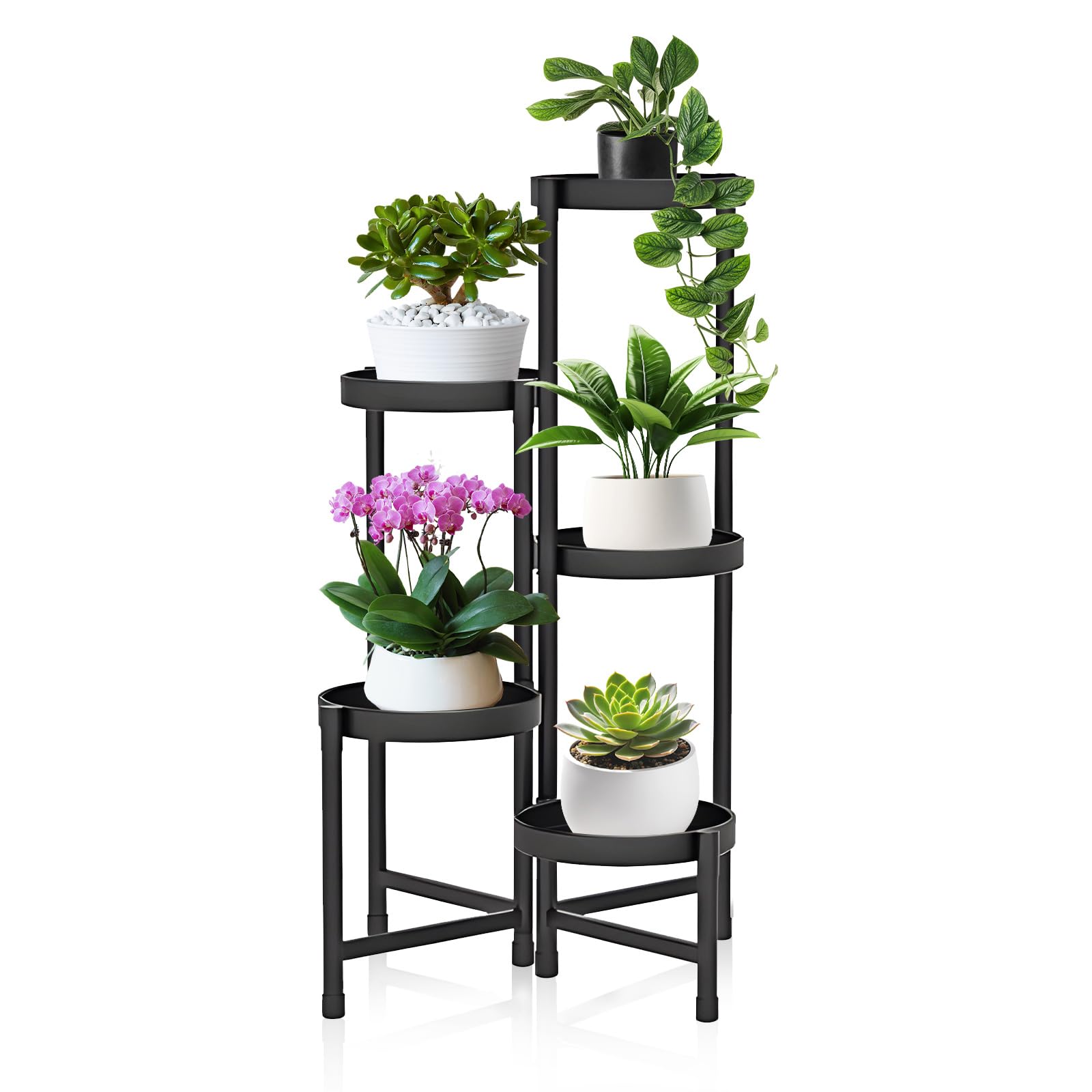 lalago Plant Stand Shelf, 5 Shelves Metal Flower Stand, Table for Pots, Indoor Planter with 5 Plant Shelves, for Balcony, Garden, Living Room, Bedroom, Study Room