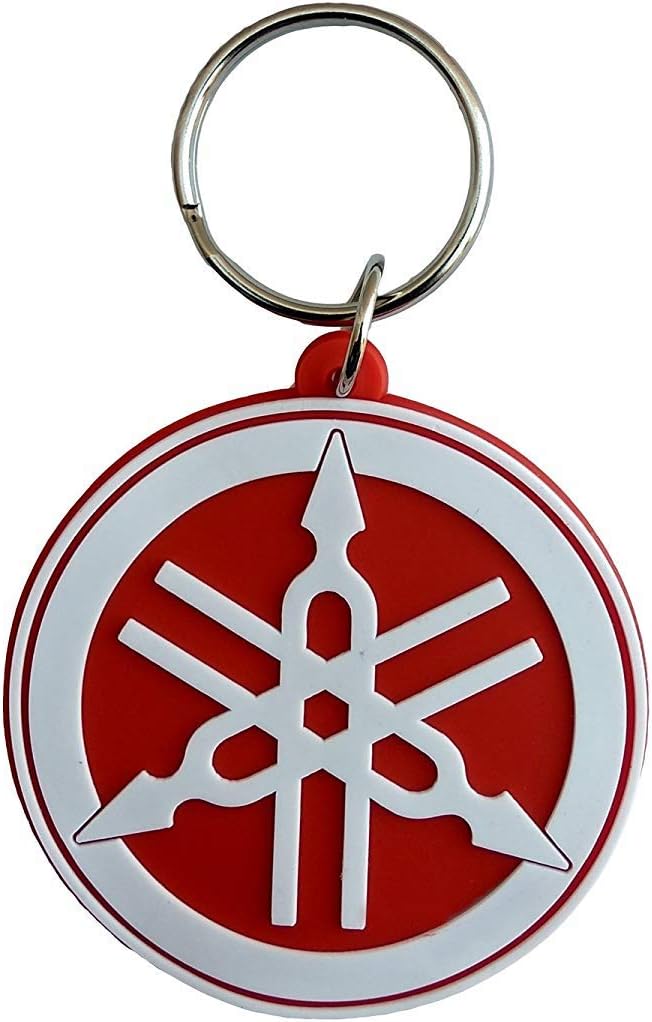 GCT Double Sided Yamaha Bike Logo Rubber Keychain for Car Bike Scooty Men Women Keyring (Red/White)