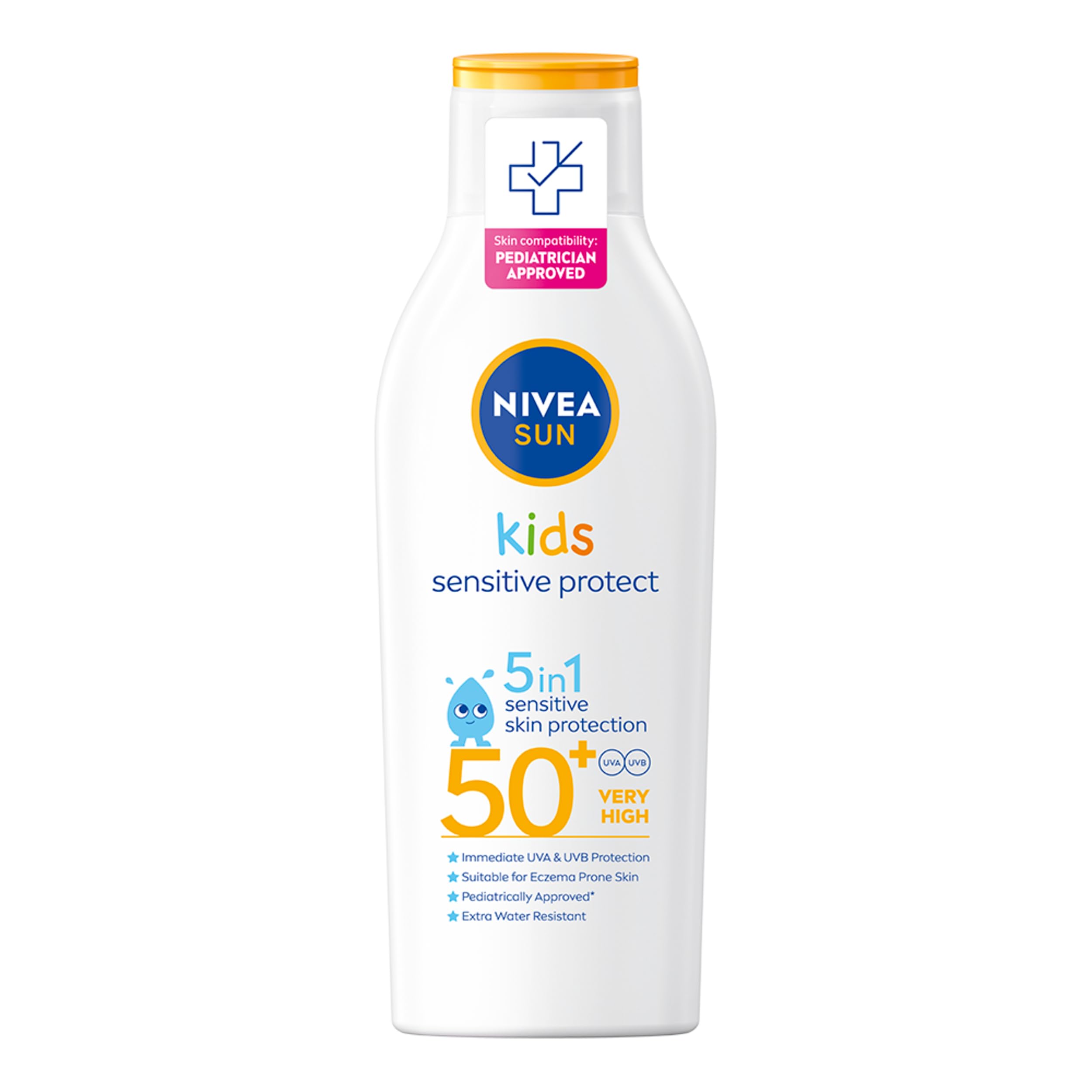 NIVEA SUN Kids Protect & Sensitive Sun Lotion (200ml) Sunscreen with SPF 50+, Kids Suncream for Sensitive Skin, Immediately Protects Against Sun Exposure