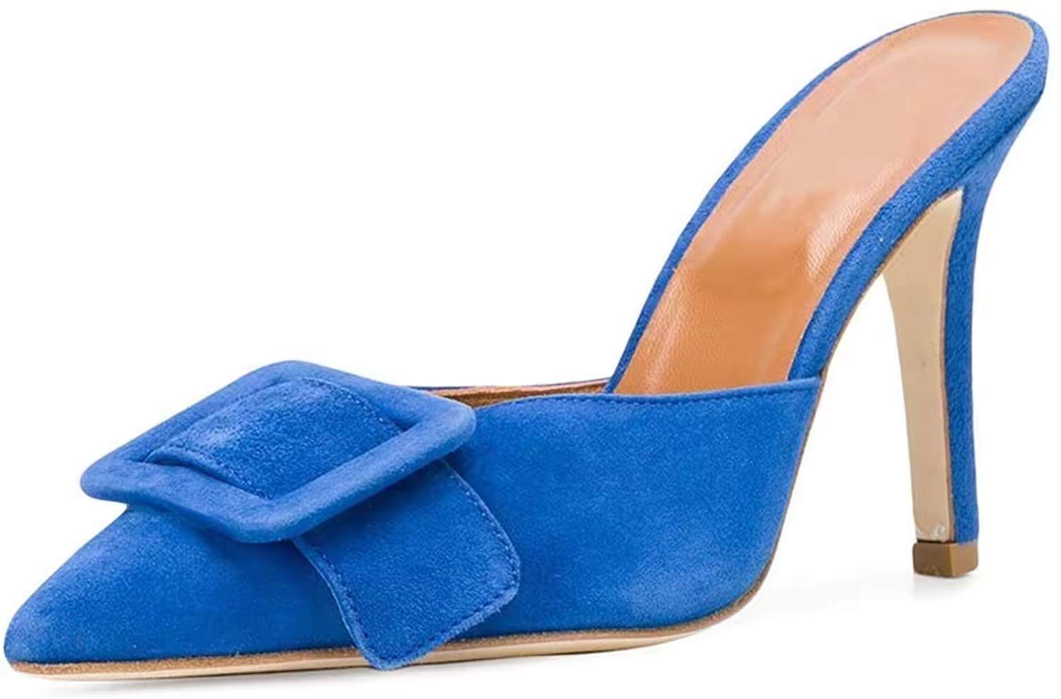 Mule Slipper for Women, Woman's Buckle Mule Slipper Kitten Heel Mules Pointed Toe Slides Knot Shoes