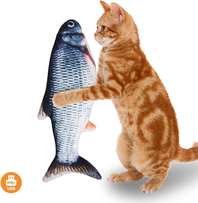 Cat Toy Fish, Electric Cat Kicker Toy Wiggle Fish Catnip Toys Plush Interactive Cat Toys Kitty