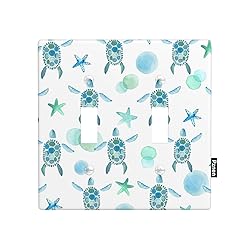 Pznen Blue Green Turtle Double Toggle Switch Covers