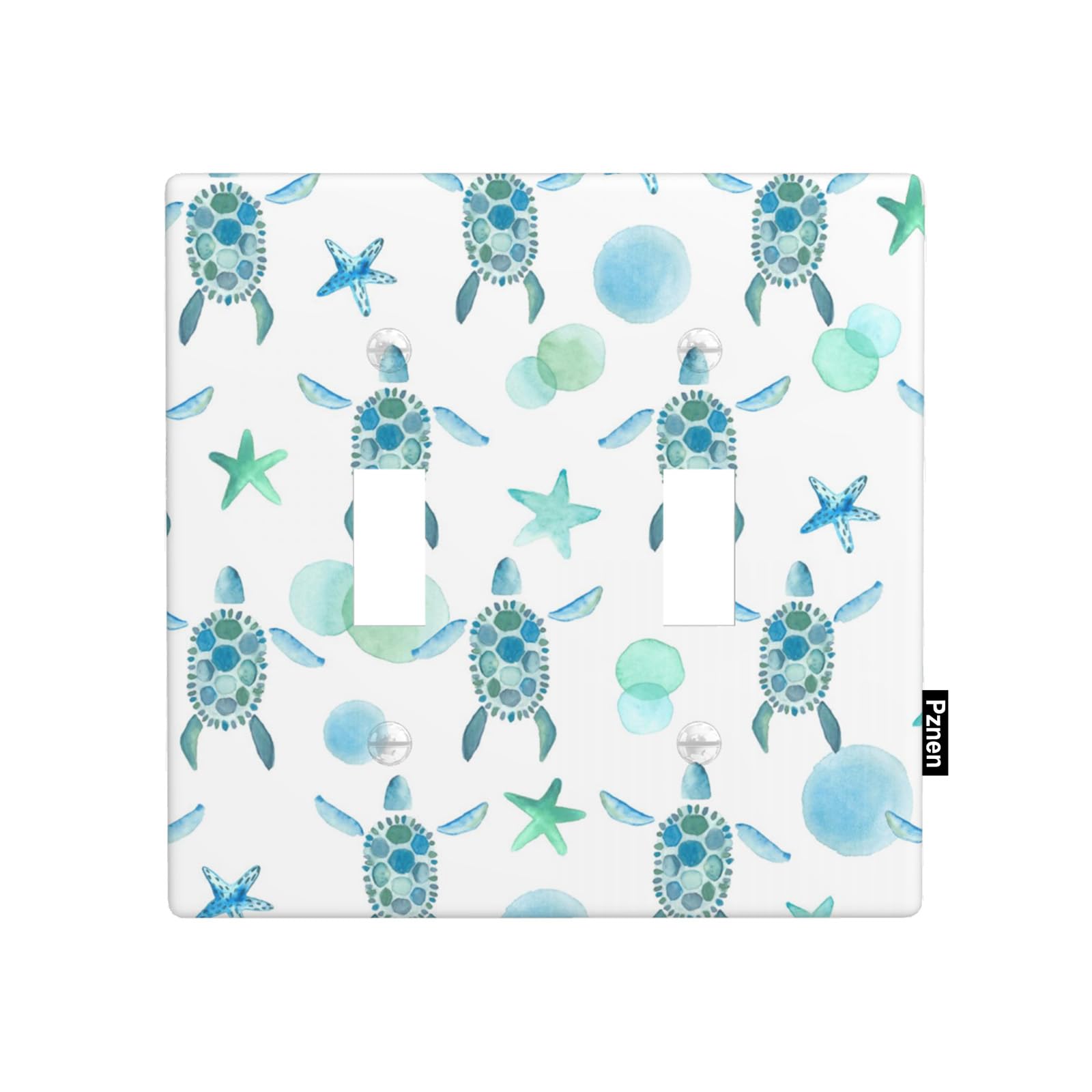 Pznen Blue Green Turtle Double Toggle Switch Covers