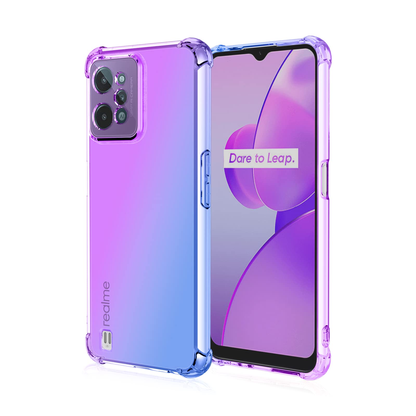 WEIOU Soft TPU Cover for Realme C31 4G (6.5") Case, Slim Fashion Non-Slip Flexible Protective Shock Absorption Gradient Transparent Phone Shell Bumper (Purple Blue)