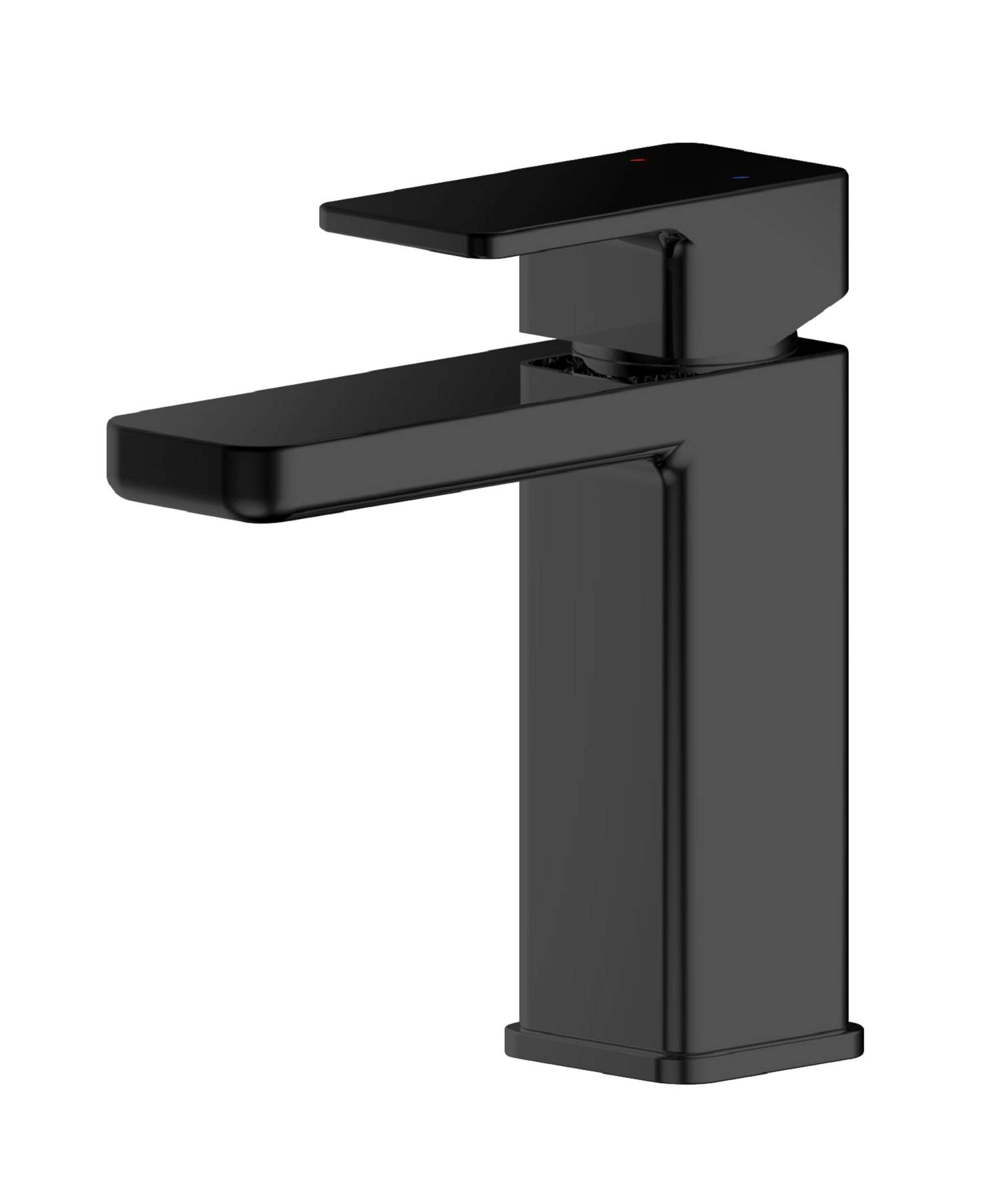 Nuie WIN405 Windon Modern Bathroom Mono Basin Mixer Tap with Lever Handle and Push Button Waste, 160mm, Matt Black