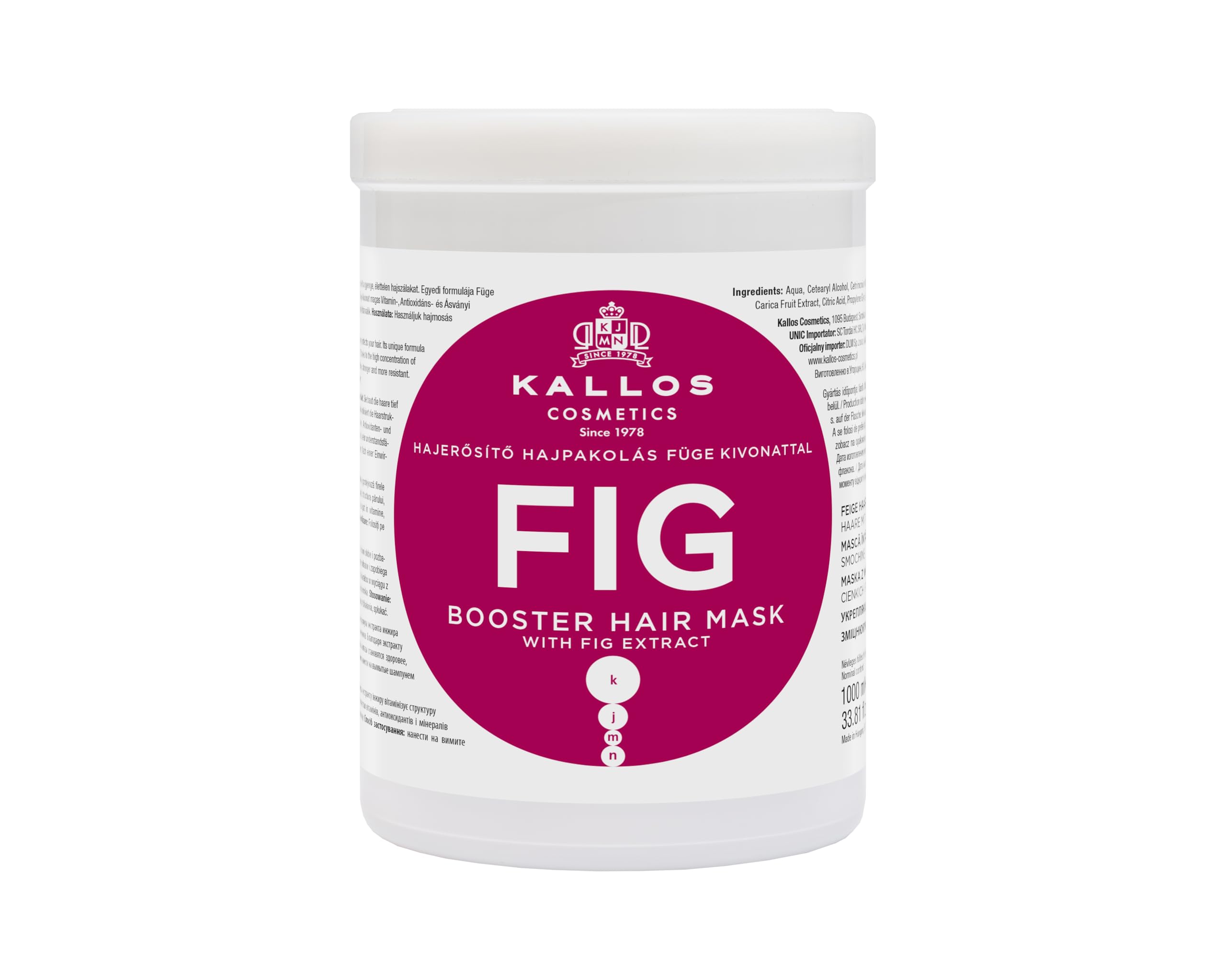 Kallos KJMN Fig Booster Hair Mask with fig extract 1000 ml - 33,81 Fl Oz