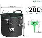 VOUNOT Pack of 5 6 Gallon Plant Grow Bags with Handles Non-woven Fabric view 2