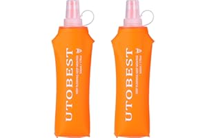 UTOBEST Soft Flask, 2 Pack Soft Flask Running Bottles 500 ml,TPU Foldable Running Flask, Portable Collapsible Flask Handheld for Travel Traveling Hiking Cycling City Walk Orange