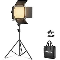 NEEWER Bi Color LED Studio Light with Tripod Stand Barndoors, Video Panel Key Lighting for Video Recording Streaming Photosho