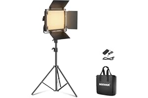 NEEWER Bi Color LED Studio Light with Tripod Stand Barndoors, Video Panel Key Lighting for Video Recording Streaming Photoshoot Photography, 660 LEDs 3200K-5600K 3300lx/1m Dimmable CRI96+, NL660
