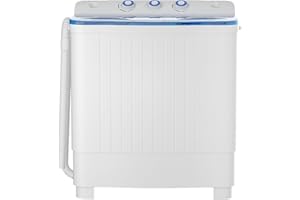 Zynkez Portable Washing Machine, 20Lbs Compact Twin Tub Laundry Washer with Built-in Drain Pump, Semi-Automatic 12Lbs Washer and 8Lbs Spinner Combo for Apartments, Dorms, RVs
