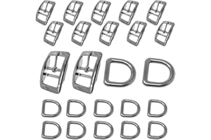 Regal Dog Products 1" Inch Double Bar Buckle and Matching D-Ring in Nickel Plated Hardware (12-pack)