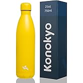 Konokyo Insulated Water Bottles,25 oz Double Wall Stainless Steel Vacumm Metal Flask for Sports Travel,Yellow