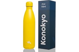 Konokyo Insulated Water Bottles,25oz Double Wall Stainless Steel Vacumm Metal Flask for Sports Travel,Yellow