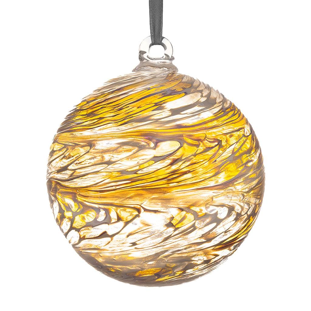 Handmade Hanging Glass Friendship Ball – 10cm Gold – Unique Gift for Her – Special Occasion Décor – Decorative Ornament