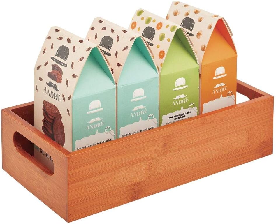 Práctico cajón de madera para almacenar alimentos mDesign Juego de 2