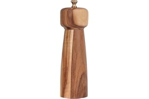 DeroTeno Salt Mill, Salt or Pepper Grinder with Adjustable Ceramic Grinding Core, Spice Mill for Pepper and Salt, Acacia Wood