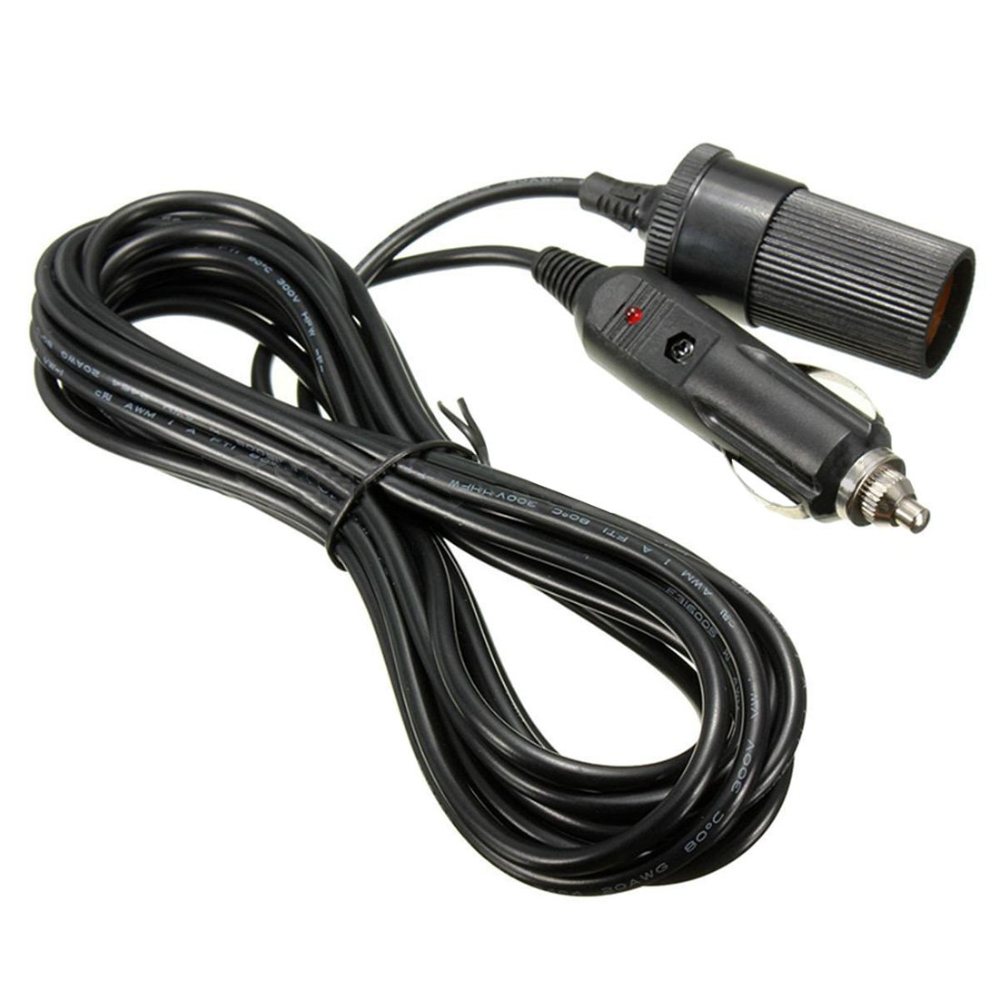 SODIAL(R) 5m 12V Car Cigarette Lighter Extension Cable Lead Charger