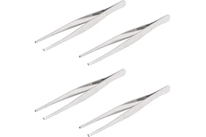 AOJE LINK-ELECTRIC Aoje-Link Tissue Accessories Stainless Steel Tweezers, Pliers Tool, Rat Tooth Thumb Dressing Forceps, Serrated Forceps, Silver, 140mm,4pcs
