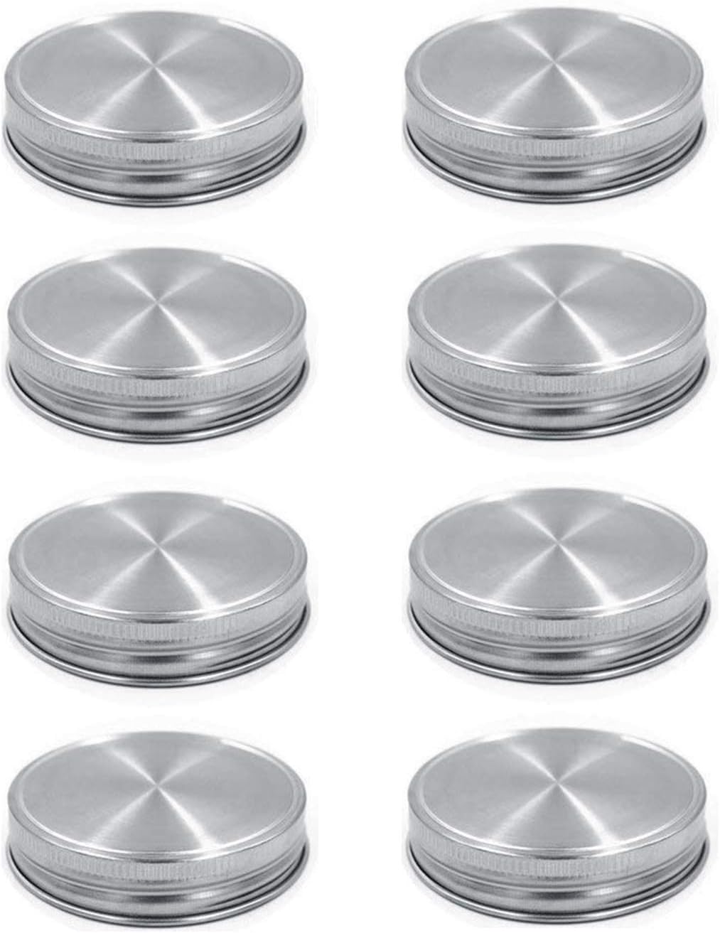 8pcs Pack Regular Mouth Mason Jar Lids for Ball Kerr and More, Made of 304 Stainless Steel, 100% Rust-proof and Leak-proof Storage Caps for Mason Jars