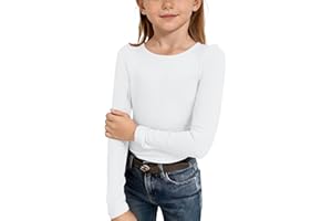 Girls Long Sleeve Shirts Rib Knit Slim Fit Tops Basic Tee 2026 Trendy Kids Spring Outfits Casual Crewneck Plain T-Shirt