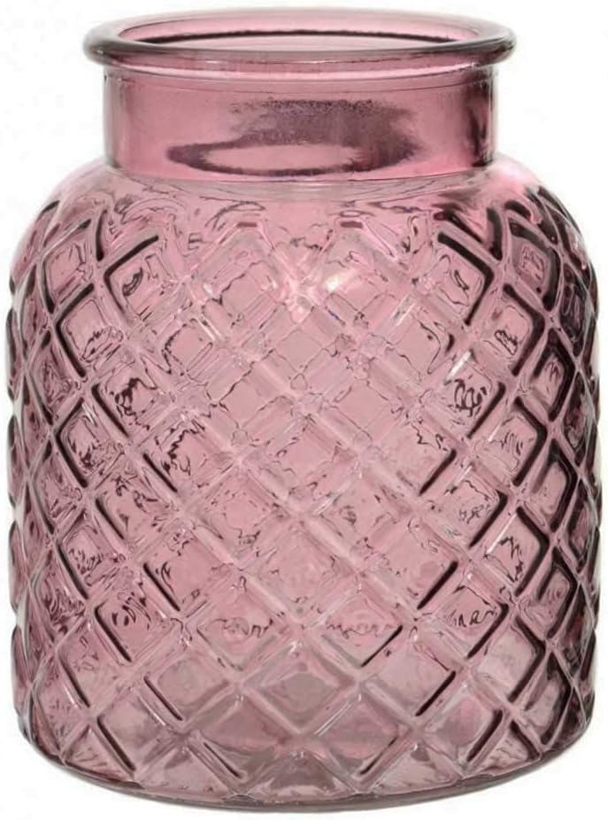Angraves Pink Lattice Glass Flower Vase Jar (16.5cm)