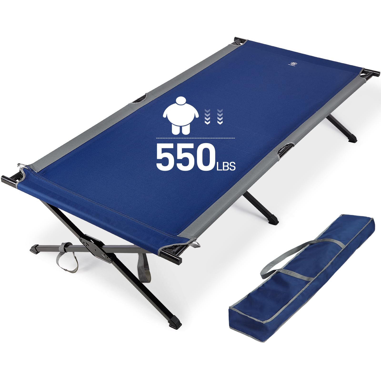 Photo 1 of EVER ADVANCED Sleeping Cot for Adults, Heavy Duty Camping Cots for Outdoor with Carry Bag, Extra Wide Folding Bed Camp Cot, 84.3" L x 41.9" W, Supports to 550 lbs