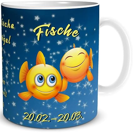 Triosk Tasse Smiley Mit Spruch Lustig Sternzeichen Fische Geburtstagstasse Geschenk Für Frauen Männer Kollegen Geburtstag