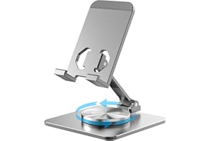 SOJUNER Rotating Aluminum Cell Phone Stand for Desk, Tablet Stand Compatible with 4-9.7in Phones and iPad, mini Grey