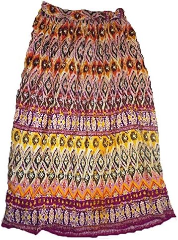 Chaudry Women's Long Length Pull-On Skirt-Boho, Peasant,Gypsy (X-Large)