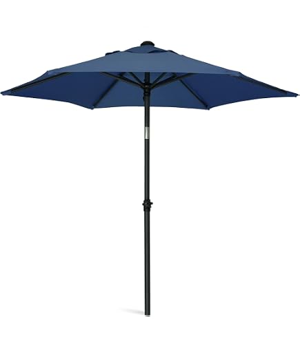 California Umbrella 6' Round Aluminum Market Umbrella, Crank Lift, Push Button Tilt, Bronze Pole, Sunbrella Pacific Blue : Clothing, Shoes & Jewelry