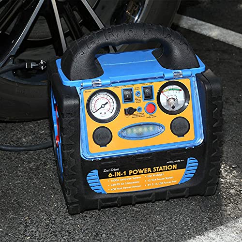 ZunDian 1400 Amp Battery Jump Starter with Air Compressor Car Tire