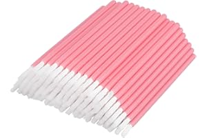 G2PLUS Lip Brushes, 50Pcs Disposable Lip Gloss Wands, Portable and No-Clean Lipstick Applicator, Nail Polish Brushes Makeup Tool for PYO Cookie Paint, Painting, Detail Brush (Pink)