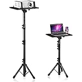DECOSIS Projector Stand Tripod Adjustable, Laptop Height from 23.5 to 63.5 inches with Gooseneck Phone Holder, Floor for Office, Home, Stage, Studio, DJ Racks Holder Mount, 23.5inch-63.5inch