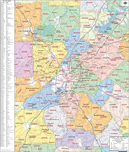 Gwinnett County Zip Code Map Amazon - Metro Atlanta Zip Code Wall Map Laminated 2022: Aero Surveys Of  Georgia Inc, Aero Surveys Of Georgia Inc.: Books